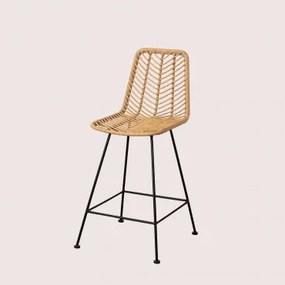 Hoge Kruk In Synthetisch Rotan Natuurlijke Gouda Natuurlijk & ↑65 Cm & Zwart & Geen Kussen - Sklum