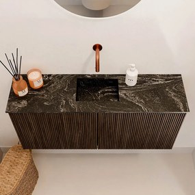 Mondiaz Joya DLux 90cm toiletmeubel walnut met wastafel faye midden zonder kraangat lava