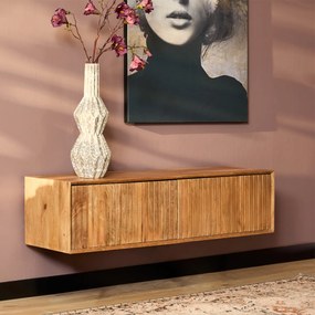 Starfurn Madison Naturel Hangend Tv-meubel Mangohout Ribbels 120 Cm - 120x35x30cm.