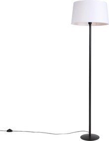 Zwarte vloerlamp met linnen kap wit 45 cm - Simplo