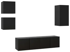 vidaXL 5-delige Tv-meubelset spaanplaat zwart