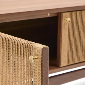 Kave Home Elan Retro Tv-meubel Walnoot Met Touw - 200x40x50cm.