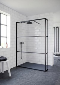 Riho Grid GB402 inloopdouche 140x200cm met 30cm zijwand zwarte profielen 6mm
