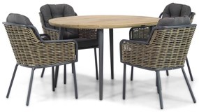 Tuinset Ronde Tuintafel 4 personen 130 cm Wicker Grijs  Santika Furniture Santika