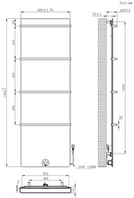 Best Design Brenner elektrische radiator mat wit 1200W 180x60cm