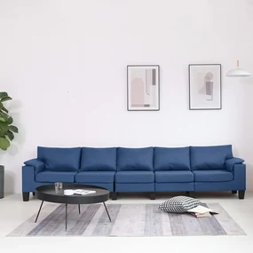 vidaXL Vijfzitsbank stof blauw
