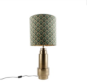 Tafellamp brons velours kap pauw Design 40 cm - Bruut Retro, Art Deco E27 rond Binnenverlichting Lamp