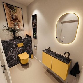 MONDIAZ TURE-DLUX 80cm toiletmeubel Ocher. EDEN wastafel Lava positie rechts. Met 1 kraangat. TUREDX80OCHR1LAV