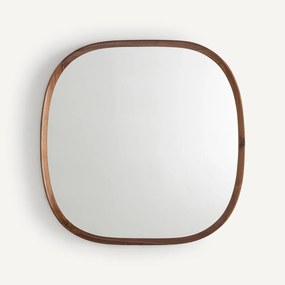 Organische spiegel, massief notenhout en MDF, H80cm, Orion