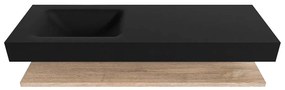 Zaro Alan badmeubel 140cm met planchet washed oak en vrijhangende wastafel cloud links 1 kraangat urban
