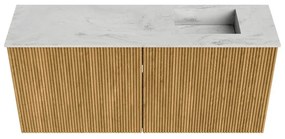 Mondiaz Joya DLux 90cm toiletmeubel oak met wastafel faye rechts 1 kraangat opalo