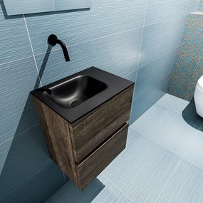 Mondiaz Ada 40cm toiletmeubel dark brown met wastafel urban links zonder kraangat