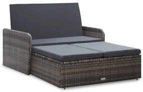 vidaXL 2-delige Loungeset met kussens poly rattan grijs