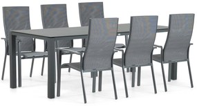 Tuinset 6 personen 220 cm Aluminium/textileen Grijs Hartman Sitges/Mateo