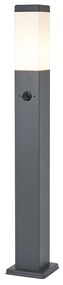 Buitenlamp antraciet met opaal glas 80cm IP44 met stopcontact en bewegingssensor - Malios Modern E27 IP44 Buitenverlichting