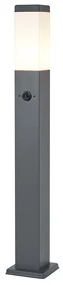 Buitenlamp antraciet met opaal glas 80cm IP44 met stopcontact en bewegingssensor - Malios Modern E27 IP44 Buitenverlichting