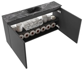 Mondiaz Ture DLux toiletmeubel 100cm dark grey met wastafel lava midden met kraangat