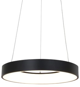 Design hanglamp zwart incl. LED dimbaar - Ringlede Design rond Binnenverlichting Lamp