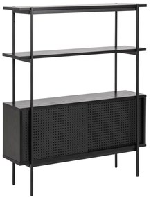 Open Kast Met Schuifdeuren Zwart - 94x27x113.8cm.