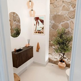 Mondiaz Joya DLux 80cm toiletmeubel walnut met wastafel faye links 1 kraangat lava