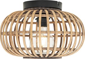 Smart plafondlamp zwart met bamboe incl. Wifi G95 - Amira