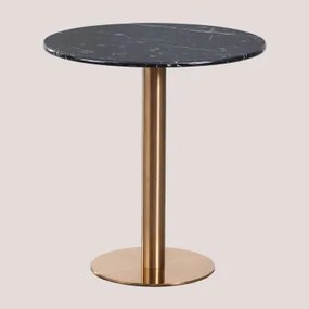 Cosmopolitan Ronde Marmeren Bartafel Zwart Marmer & Ø70 Cm & Roségoud - Sklum