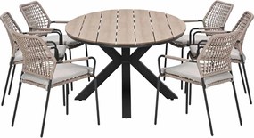 Garden Impressions Natas tuinset sand 7-delig - Tulli tuintafel ovaal 220x115 cm
