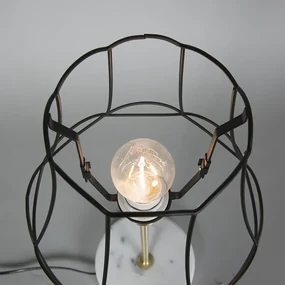 Retro tafellamp messing met Granny frame zwart 25 cm - Kaso Retro Minimalistisch E27 Draadlamp rond Binnenverlichting Lamp