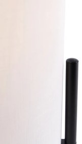 Moderne tafellamp zwart met linnen witte kap - Rich Modern E27 cilinder / rond Binnenverlichting Lamp