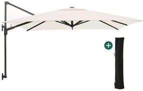 + 15% kassakorting | Parasol Shadowline muurparasol | Inclusief hoes | Vierkant | 250x250cm | Met draaihendel | Wit | Kees Smit Tuinmeubelen