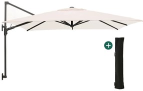 Parasol Shadowline muurparasol | Inclusief hoes | Vierkant | 250x250cm | Met draaihendel | Wit | Kees Smit Tuinmeubelen