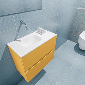 Mondiaz Ada 60cm toiletmeubel ocher met wastafel talc links zonder kraangat