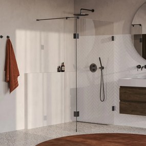 Brauer Void profielloze inloopdouche 120cm met 40cm zijwand gunmetal geborsteld PVD