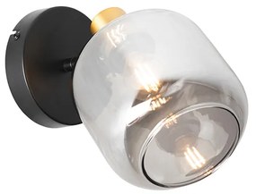 Design plafondSpot / Opbouwspot / Plafondspot zwart met goud met smoke glas - Zuzanna Design E14 rond Binnenverlichting Lamp