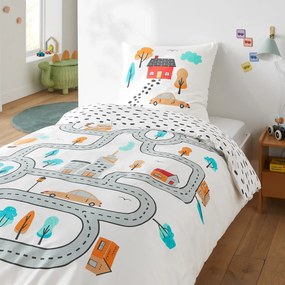 Bedset in katoen, vierkantige kussensloop, Circuit