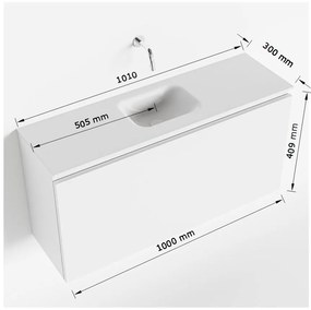 Mondiaz Olan 100cm toiletmeubel fire met wastafel talc midden 1 kraangat