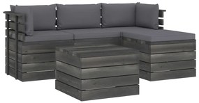 vidaXL 5-delige Loungeset met kussens pallet massief grenenhout