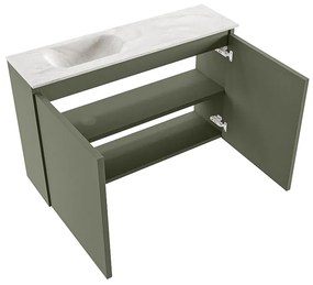 Mondiaz Ture DLux toiletmeubel 80cm army met wastafel ostra links zonder kraangat