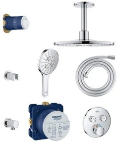 GROHE Grohtherm SmartControl Regendoucheset inbouw - hoofddouche 31cm - handdouche rond - plafondarm - chroom 0430172/0430170/0434747/sw104919/sw105953/sw108079