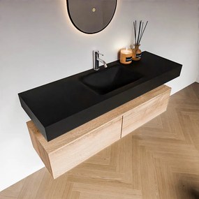Zaro Alan badmeubel 140cm washed oak 2 lades met vrijhangende wastafel cloud midden 1 kraangat urban