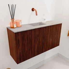 Mondiaz Joya DLux 80cm toiletmeubel ruby met wastafel faye midden zonder kraangat glace
