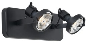 Design plafondSpot / Opbouwspot / Plafondspot zwart GU10 70mm 2-lichts draai- en kantelbaar - Vo Design GU10 rond Binnenverlichting Lamp