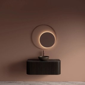 Gliss Design Kosmos spiegel rond met cirkel 80cm koper rosé met handsensor