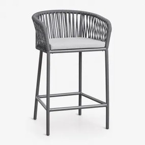 Set Van 2 Hoge Krukken Met Armleuningen In Gevlochten Touw Arhiza Grijs – Grafiet & ↑65 Cm - Sklum