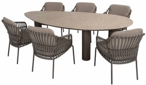 4 Seasons Outdoor Capalbio tuinset terre met Arizona tafel met keramisch blad 240 cm Tuinset   bruin weerbestendig