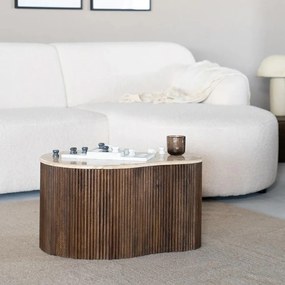 Eleonora Mari Salontafel Met Travertin Blad - 70 X 47cm.