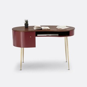 vintage bureau met laagje notelaar, Topim