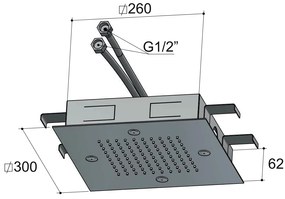 Hotbath Mate M195 inbouw hoofddouche vierkant met spray 30cm geborsteld nikkel