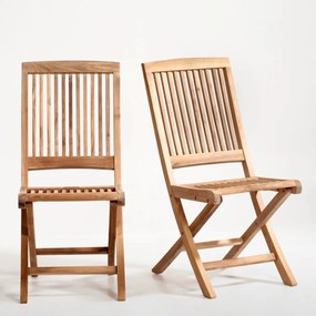 Set van 2 plooibare stoelen, teak