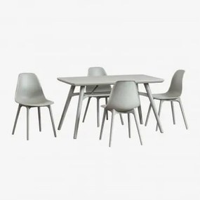 Rechthoekige Tuintafelset 135x80 Cm Met 4 Stoelen Van Polypropyleen Scand Groen – Khaki - Sklum